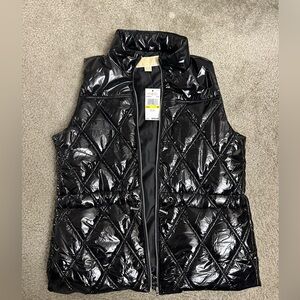 NWT - MICHAEL Michael Kors Black Shiny Quilted Puffer Vest